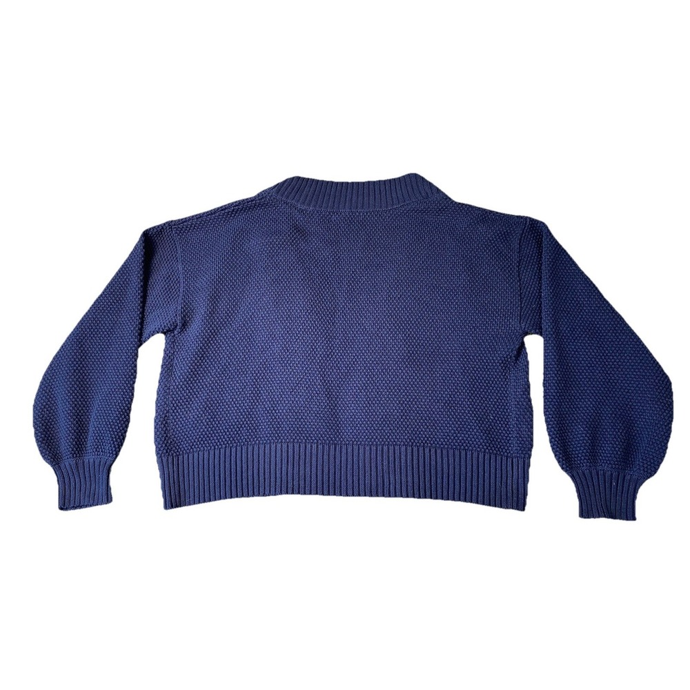 Quince Women 100% Organic Cotton Waffle Stitch Open Cardigan Navy Blue Small - Picture 4 of 10